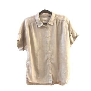 J Crew Baird McNutt Irish Linen Women Top Beige Luxury Old Money Beach Resort Lg